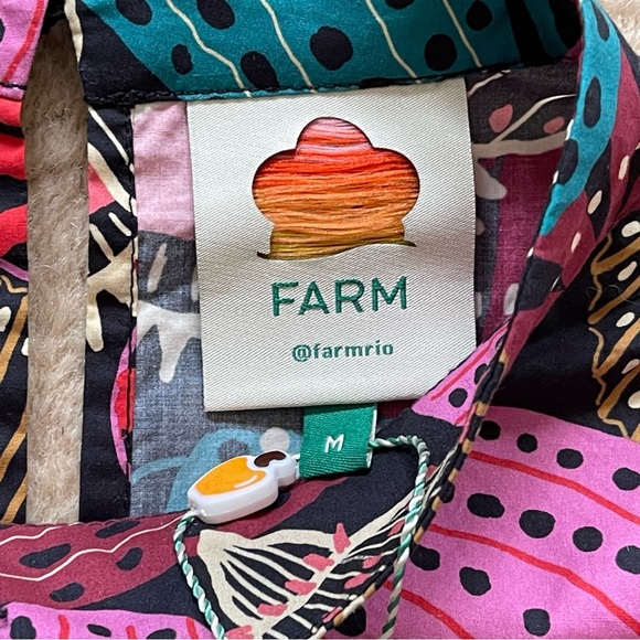 Farm Rio Shell Mix Long Cuff Blouse In Multi Size Medium New With Tags - Picture 6 of 13